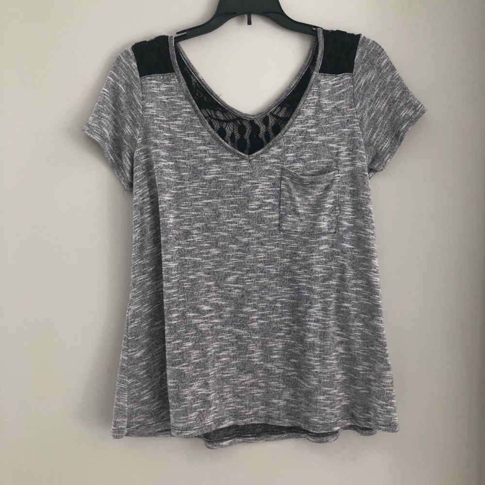 Gray Lace Top